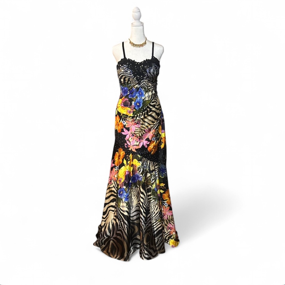 Night Moves Multicolor Floral Zebra Print Dress